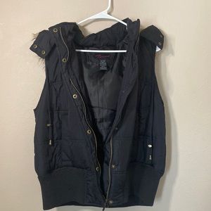Torrid Black Puffer Vest with Fur Lined Hood (removable)